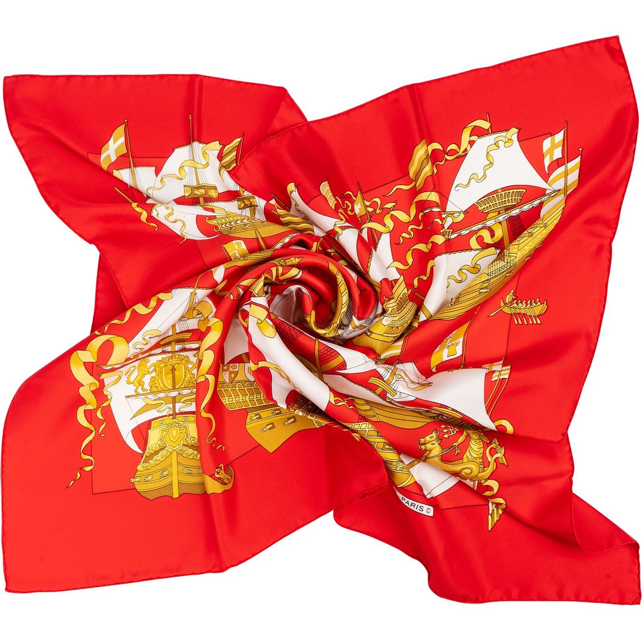 Hermès Hermès La Flotte Royale Carré 90 Tuch Scarf Rood