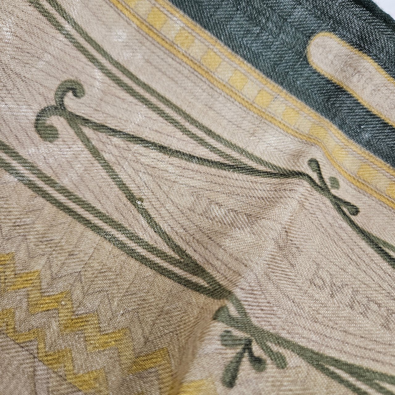 Hermès Jeux de Paille Silk 90 Tuch Scarf Groen