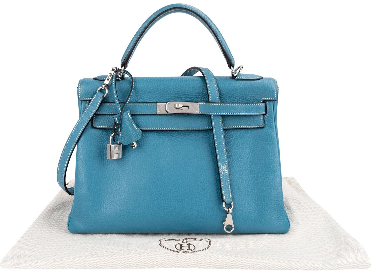 Hermès Hermès Togo Leather Kelly 32 Retourne Handbag Blauw