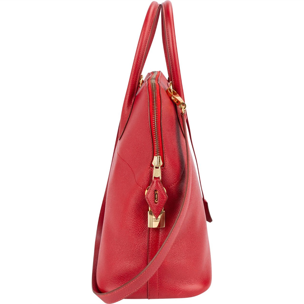 Hermès Hermès Rouge Courchevel Leather Bolide 35 Handbag Rood