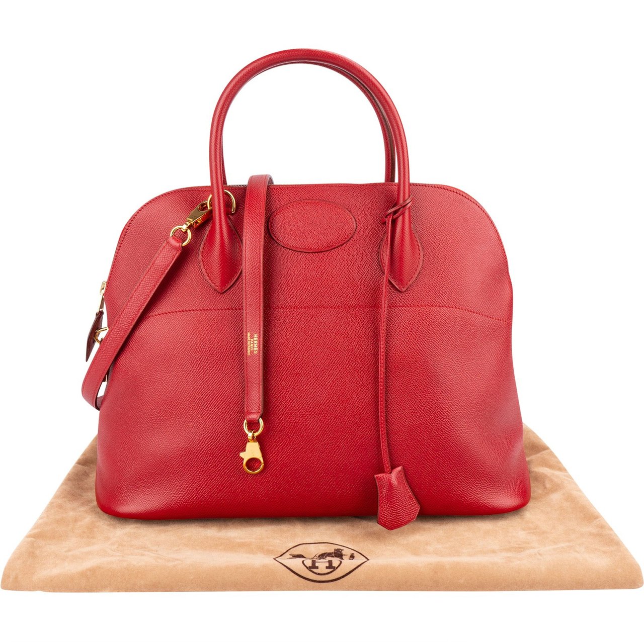 Hermès Hermès Rouge Courchevel Leather Bolide 35 Handbag Rood