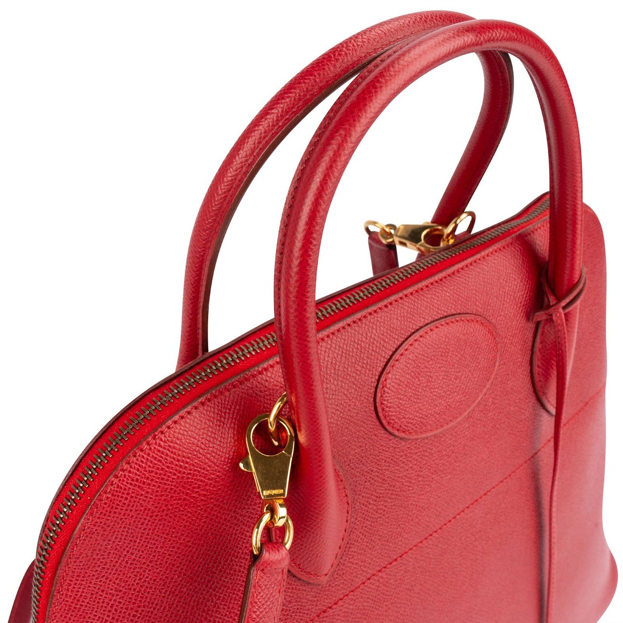 Hermès Hermès Rouge Courchevel Leather Bolide 35 Handbag Rood