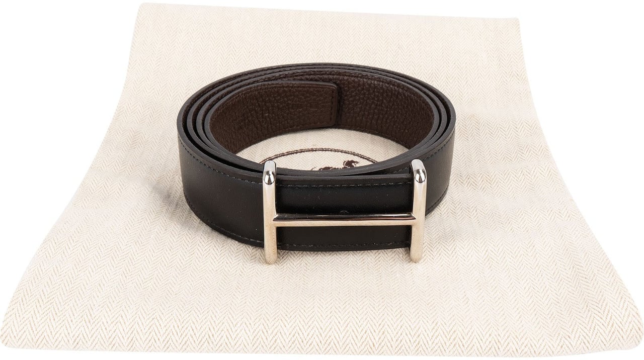 Hermès Hermés Reversible Leather Idem H d'Ancre Belt (110) Zwart