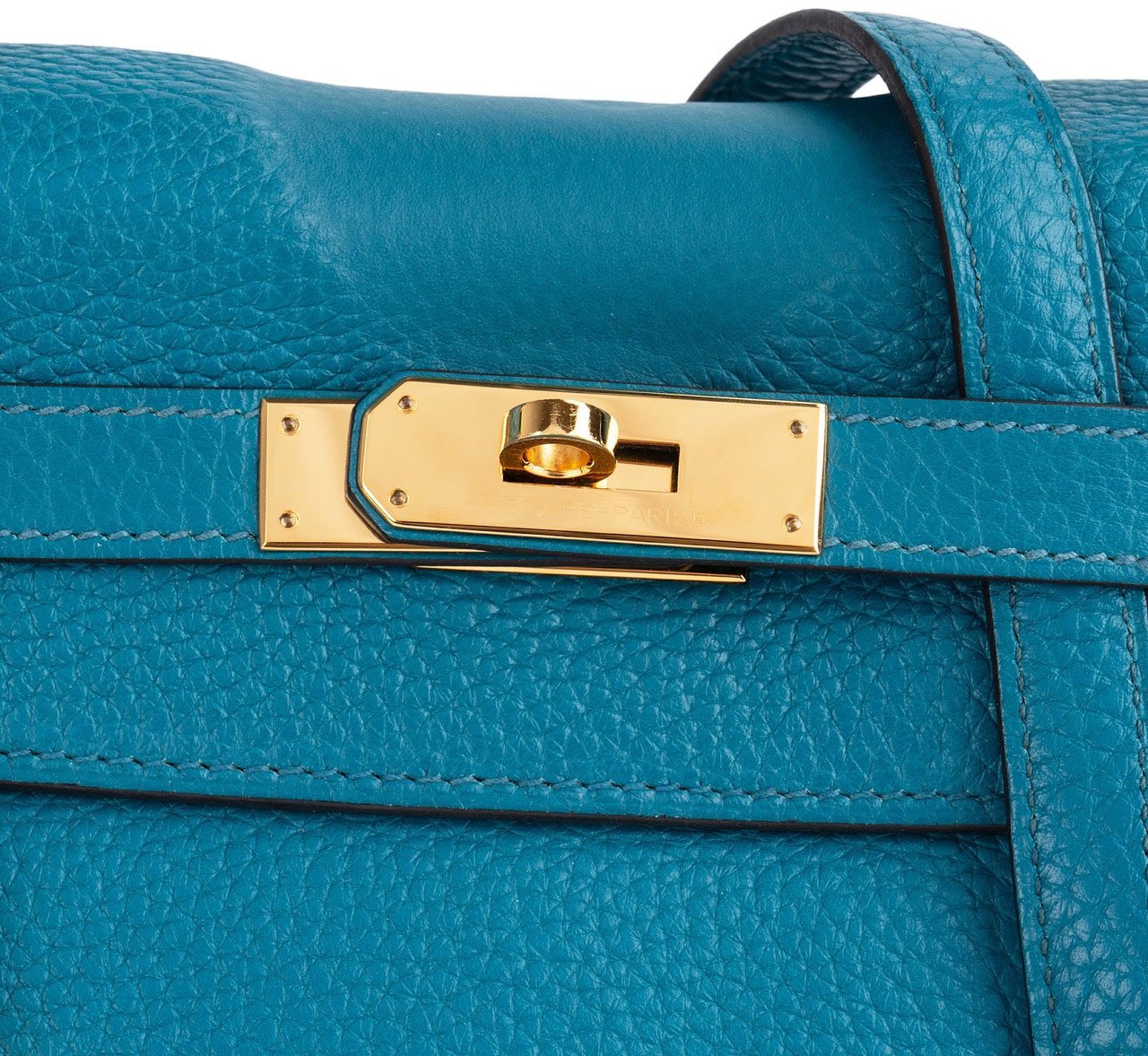 Hermès Bleu Izmir Clemence Leather Kelly 32 Handbag Blauw