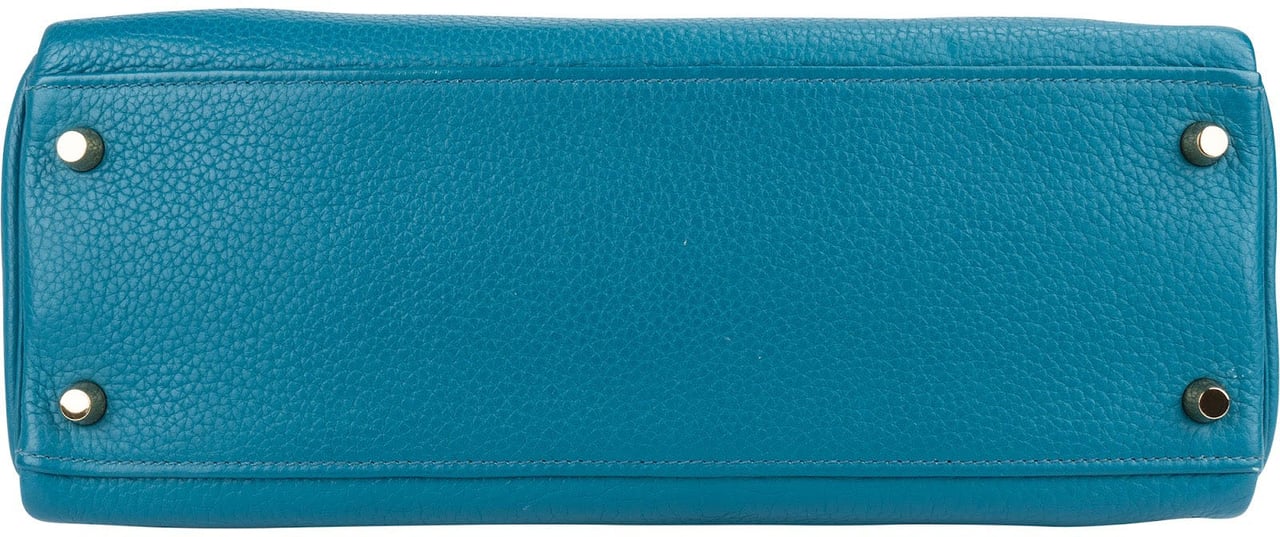 Hermès Bleu Izmir Clemence Leather Kelly 32 Handbag Blauw