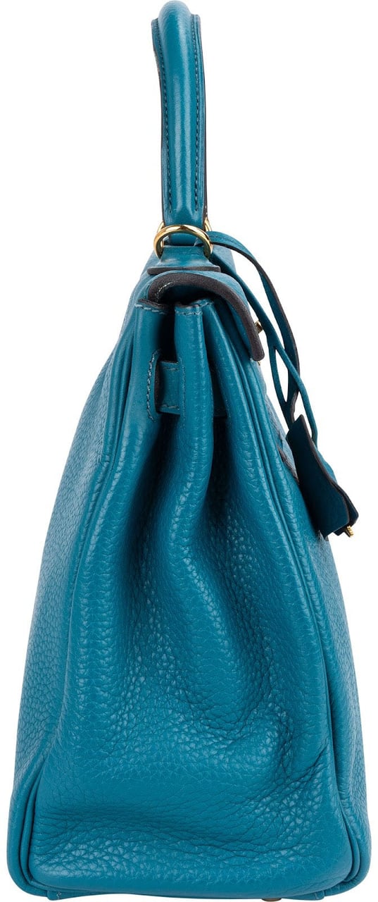 Hermès Bleu Izmir Clemence Leather Kelly 32 Handbag Blauw