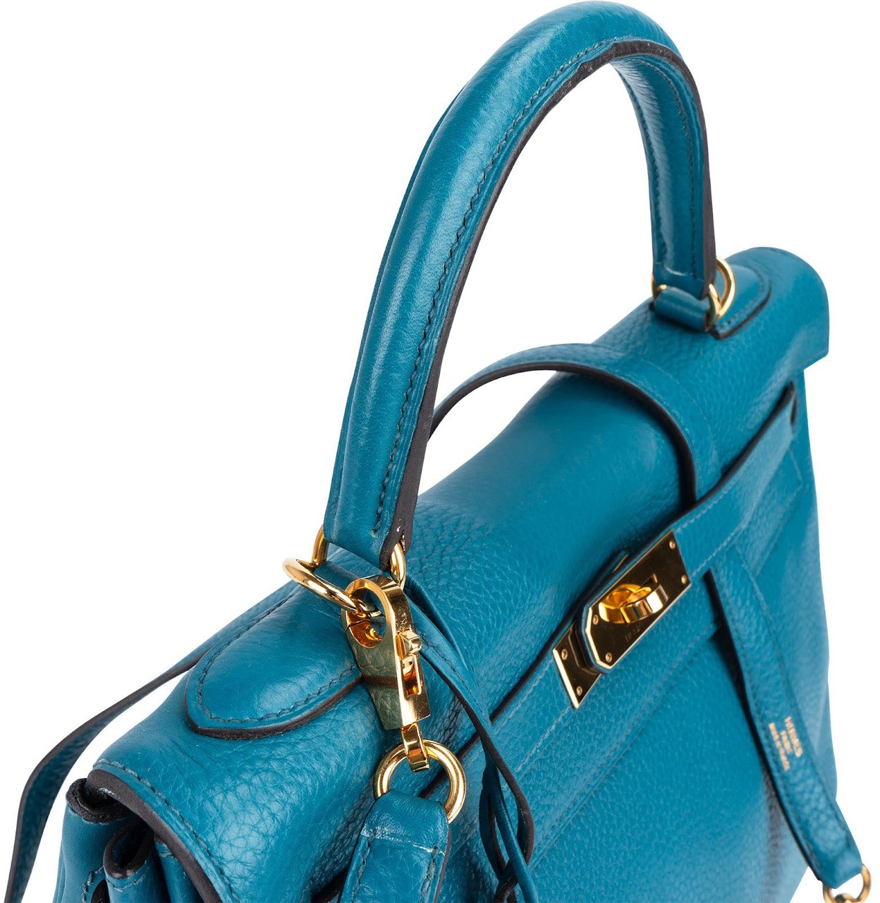 Hermès Bleu Izmir Clemence Leather Kelly 32 Handbag Blauw