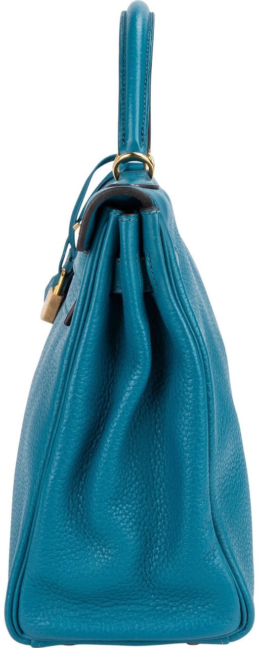 Hermès Bleu Izmir Clemence Leather Kelly 32 Handbag Blauw