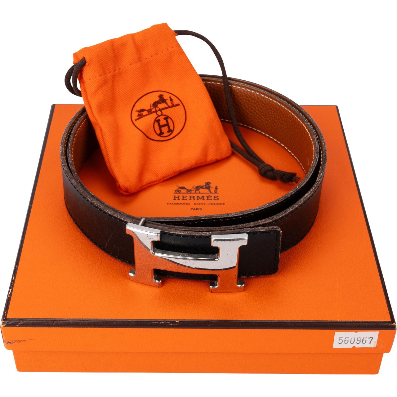 Hermès Hermès Bicolor Reversible Leather Belt (85) Divers