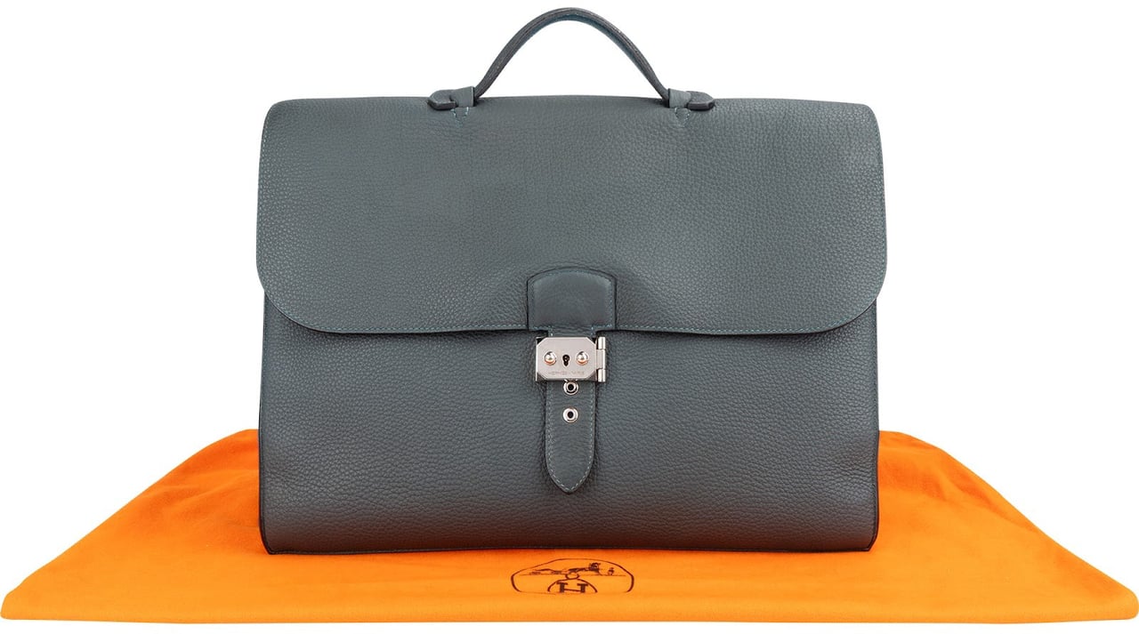 Hermès Hermès Gris Togo Leather Sac à Dépêches Business Handbag Donkergrijs