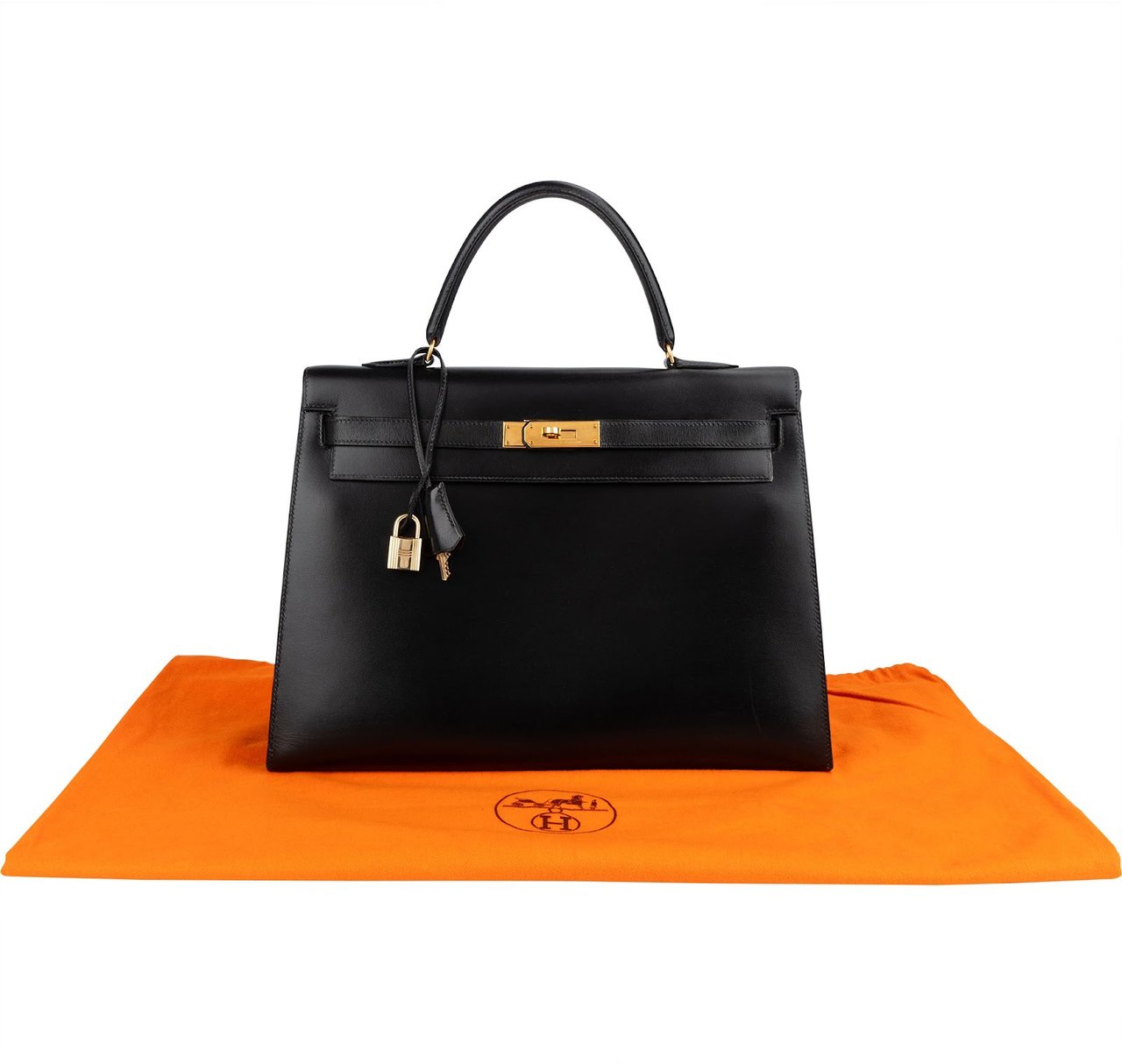 Hermès Noir Boxcalf Kelly 35 Sellier Handbag Zwart