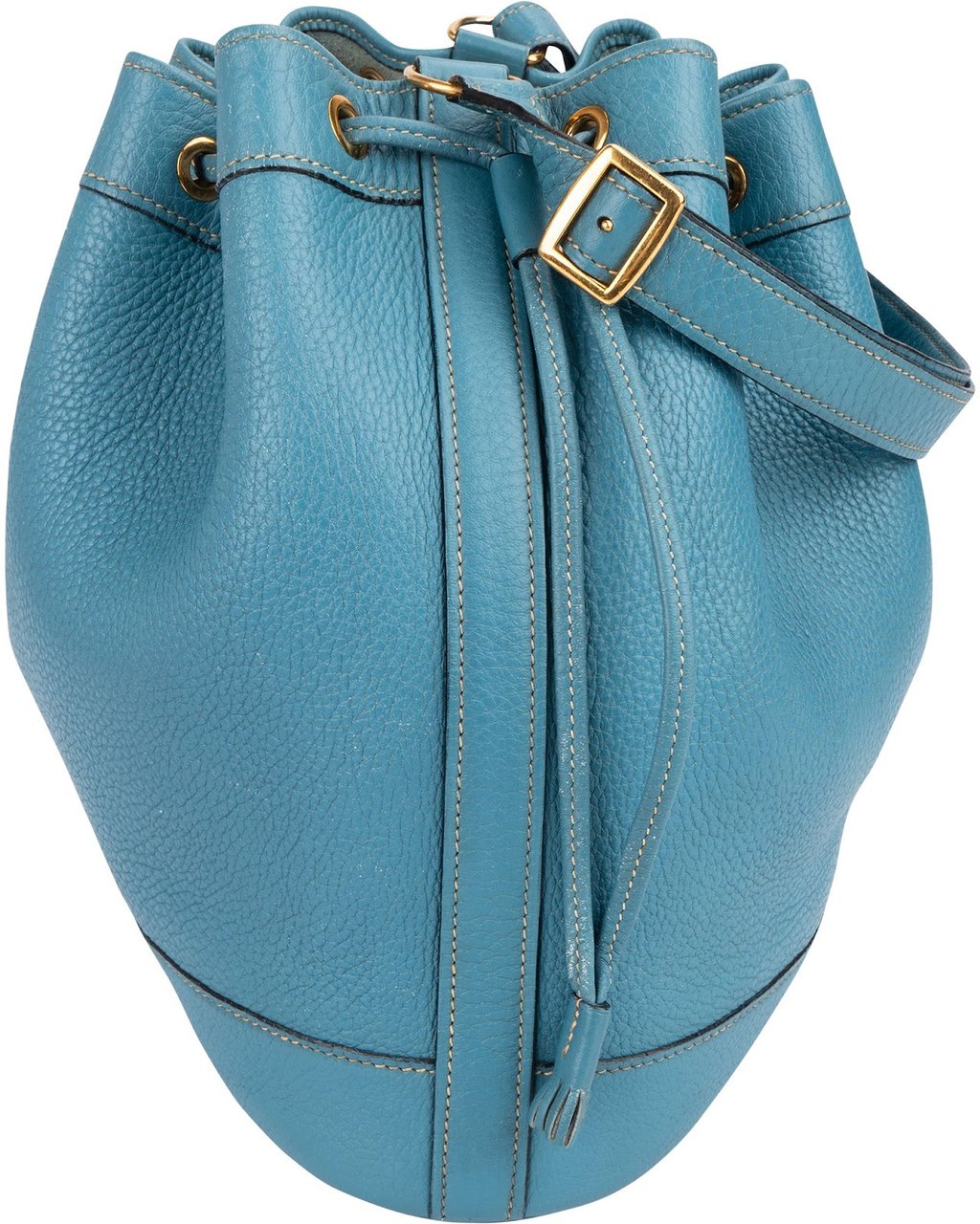 Hermès Blue Jean Togo Leather Market Bucket Shoulder Bag Blauw