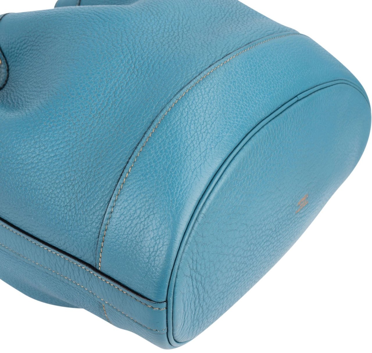 Hermès Blue Jean Togo Leather Market Bucket Shoulder Bag Blauw
