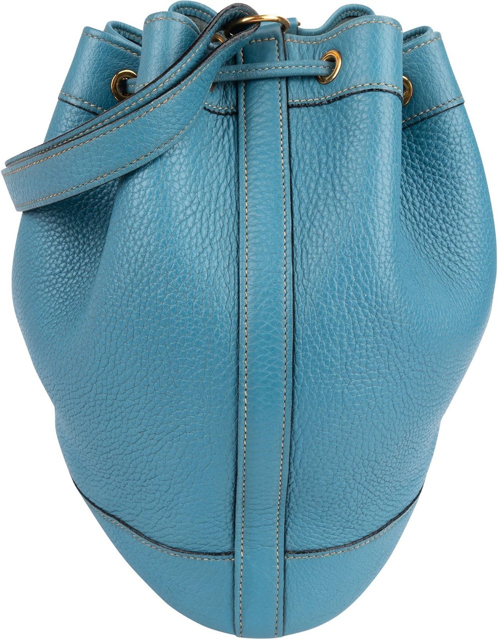 Hermès Blue Jean Togo Leather Market Bucket Shoulder Bag Blauw
