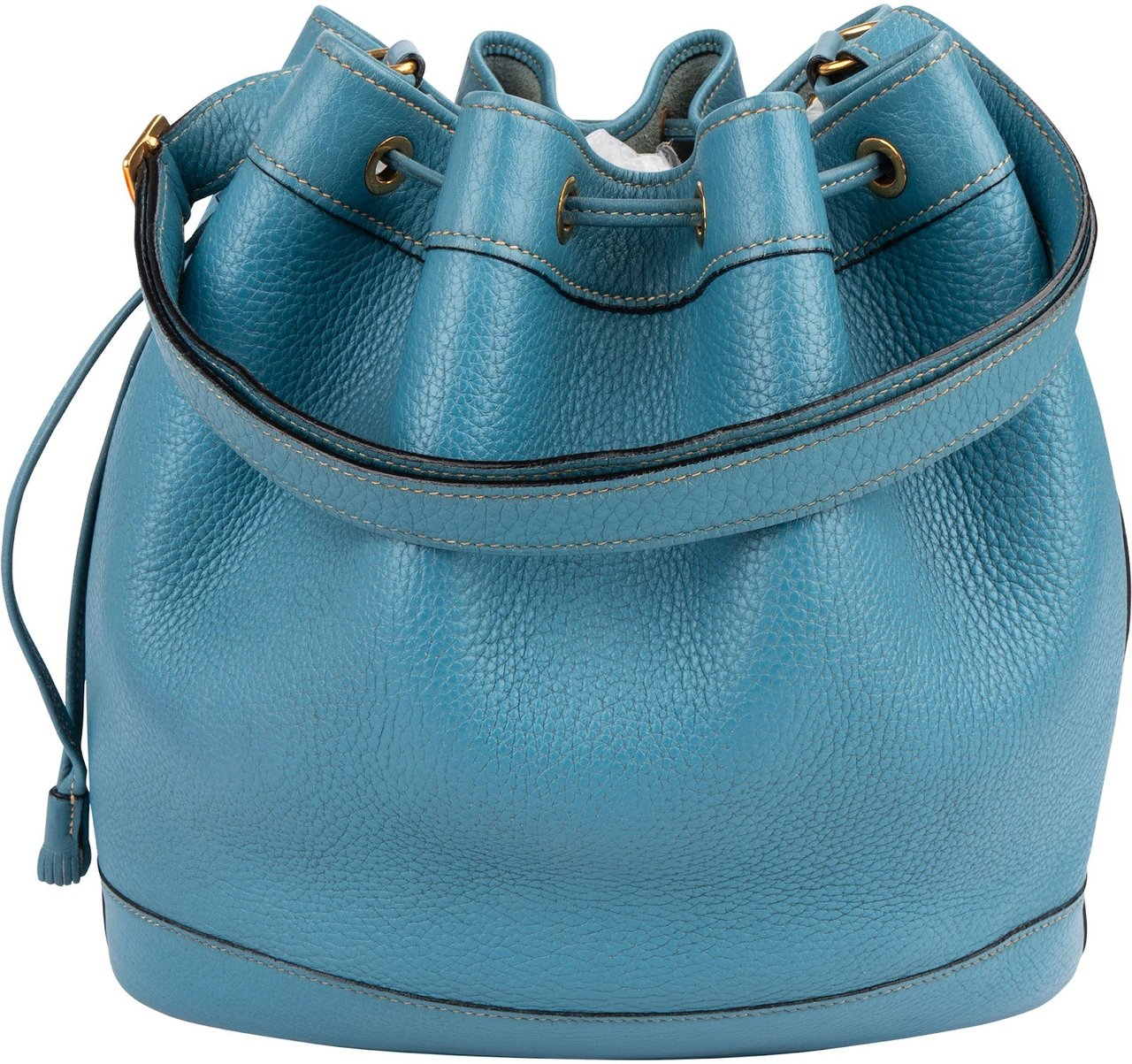 Hermès Blue Jean Togo Leather Market Bucket Shoulder Bag Blauw