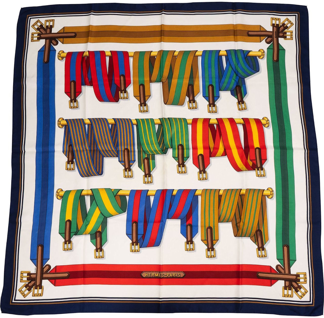 Hermès Rubans Les Sangles Silk 90 Tuch Scarf Divers