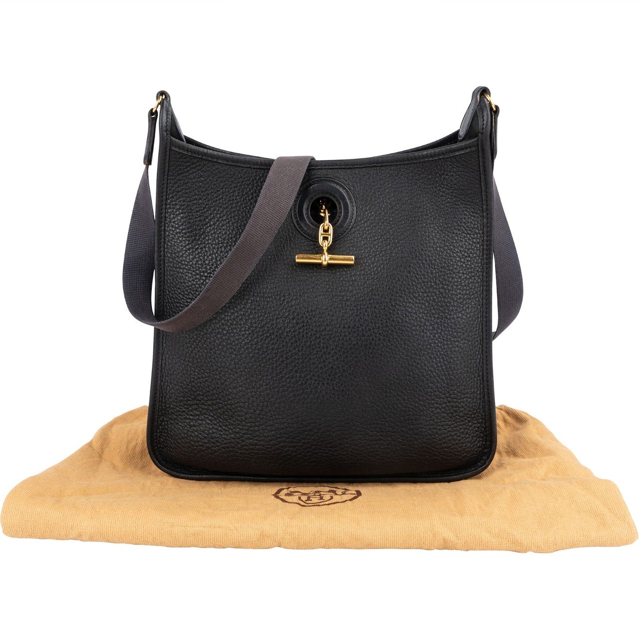 Hermès Taurillon Clemence Leather Vespa Crossbody Bag Zwart
