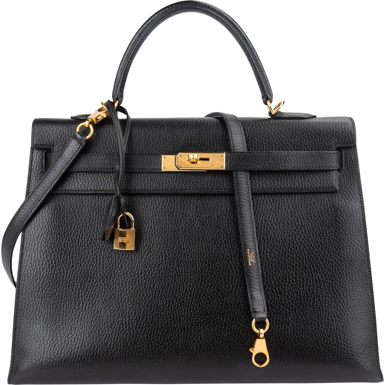 Hermès Ardennes Leather Kelly 35 Sellier Handbag GHW Zwart