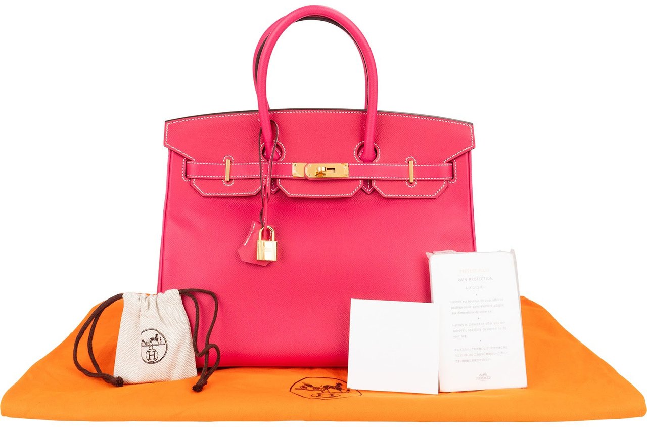Hermès Rose Tyrien Epsom Leather Birkin 35 Handbag Roze
