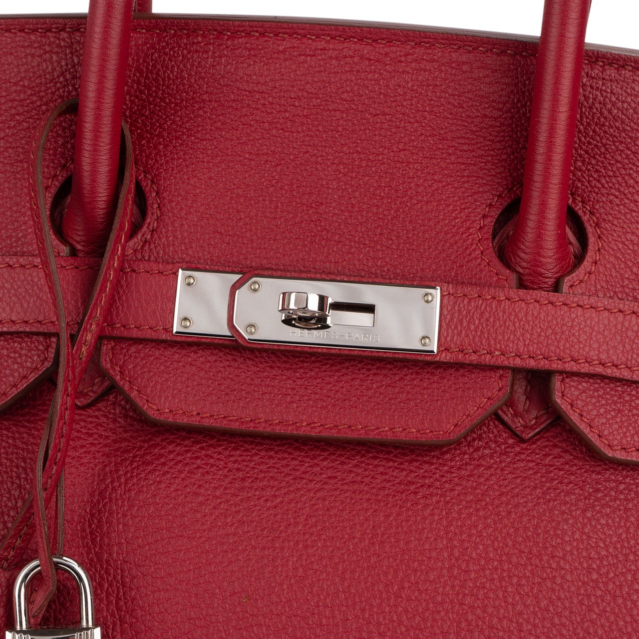 Hermès Clemence Leather Palladium Rouge H Birkin 35 Handbag Rood