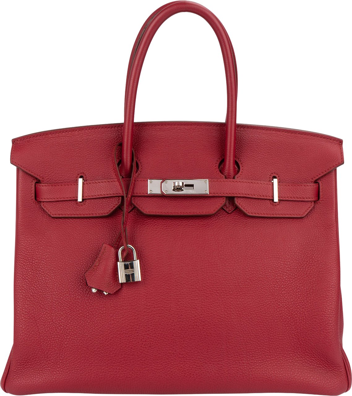 Hermès Clemence Leather Palladium Rouge H Birkin 35 Handbag Rood