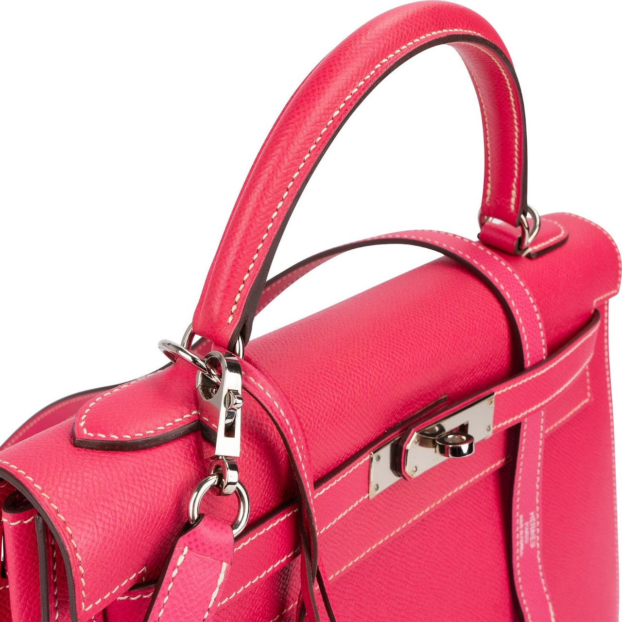Hermès Epsom Leather Sellier Palladium Kelly 32 Handbag Rood