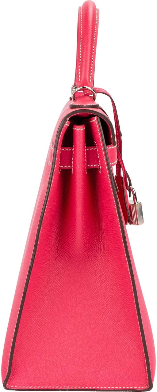 Hermès Epsom Leather Sellier Palladium Kelly 32 Handbag Rood