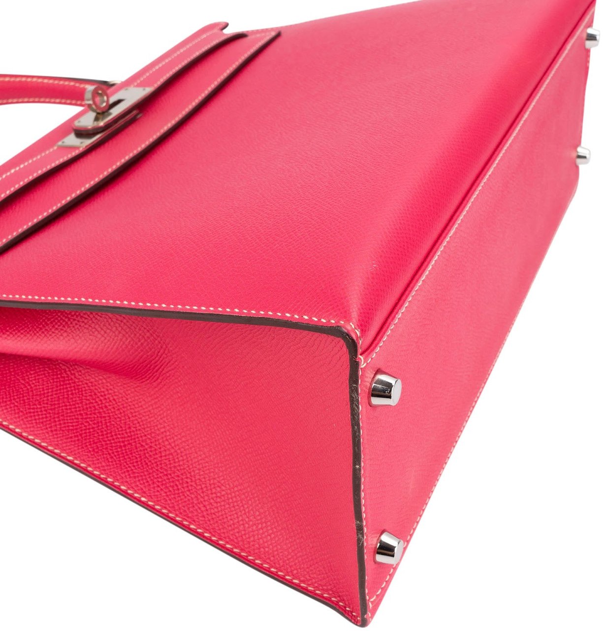 Hermès Epsom Leather Sellier Palladium Kelly 32 Handbag Rood