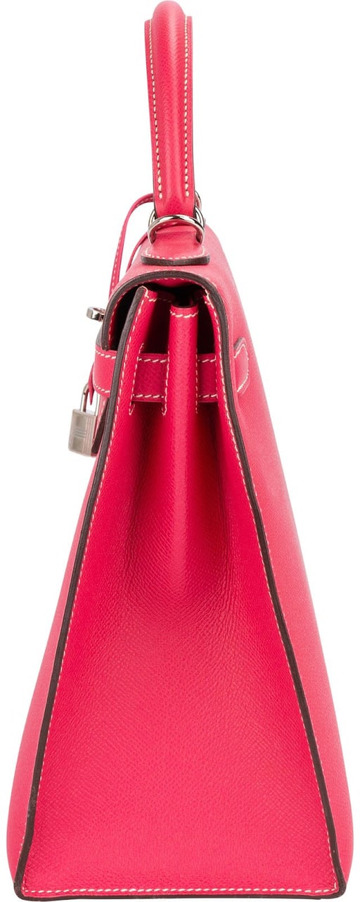 Hermès Epsom Leather Sellier Palladium Kelly 32 Handbag Rood