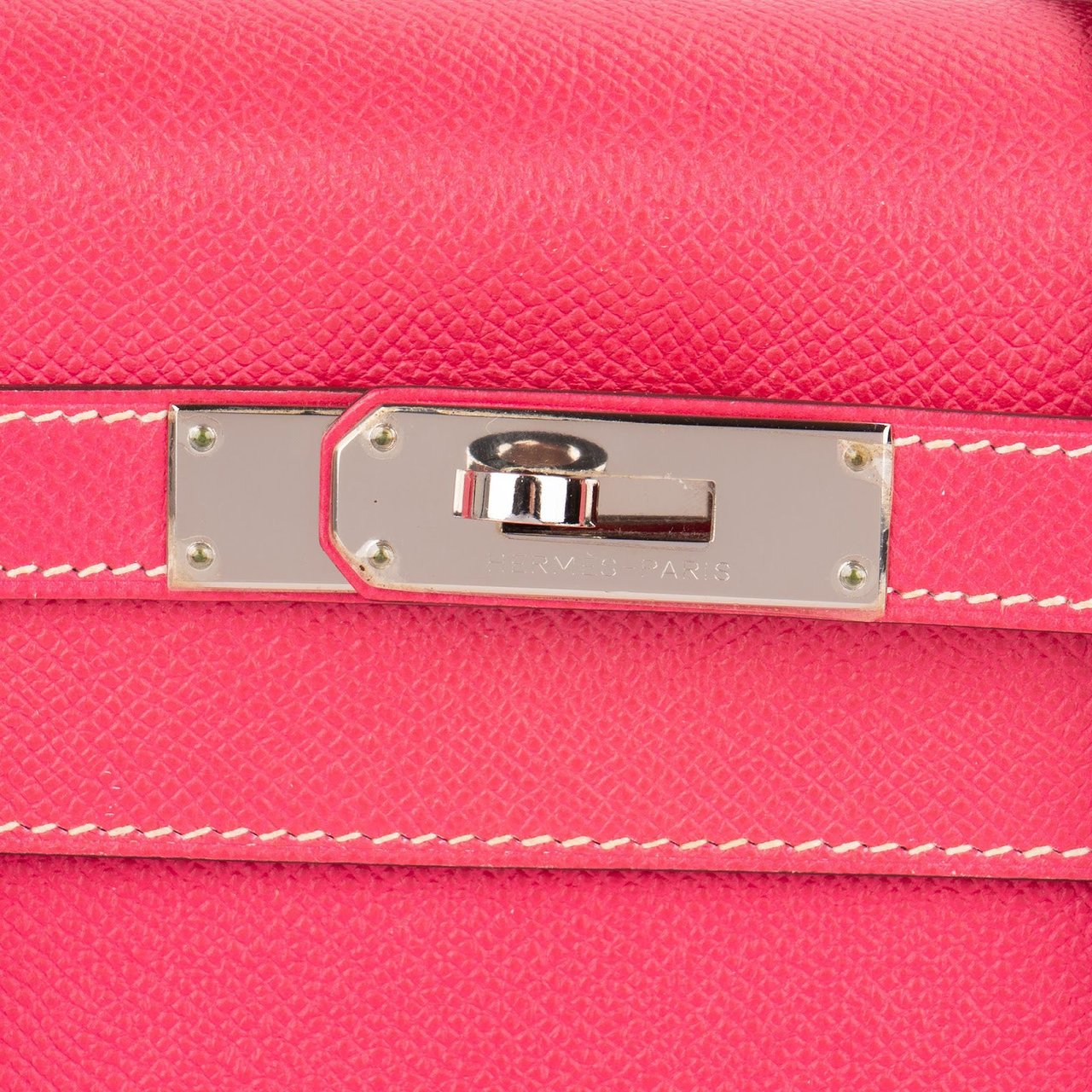 Hermès Epsom Leather Sellier Palladium Kelly 32 Handbag Rood