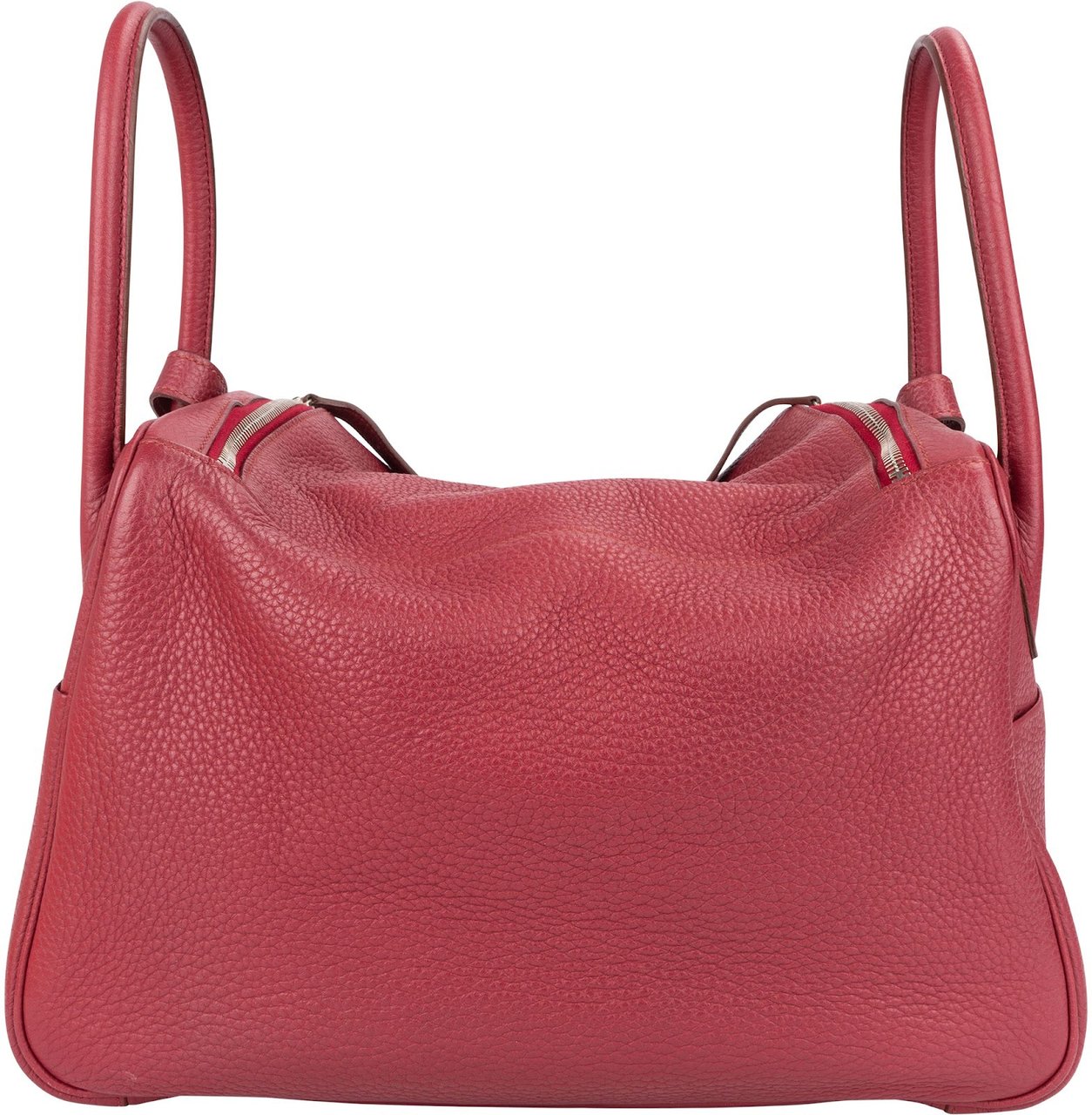 Hermès Clemence Leather Palladium Lindy 34 Rubis Handbag Divers