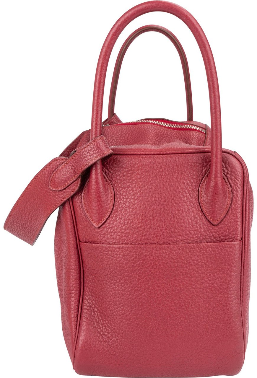 Hermès Clemence Leather Palladium Lindy 34 Rubis Handbag Divers