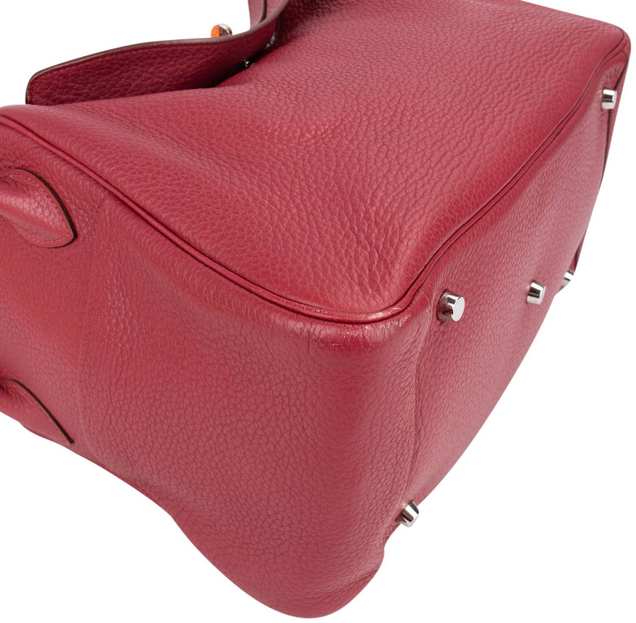 Hermès Clemence Leather Palladium Lindy 34 Rubis Handbag Divers