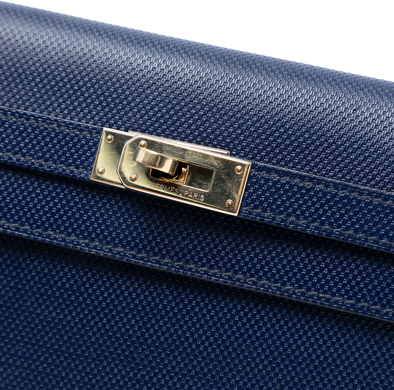 Hermès Grain d’H Leather Kelly Longue Wallet Blauw