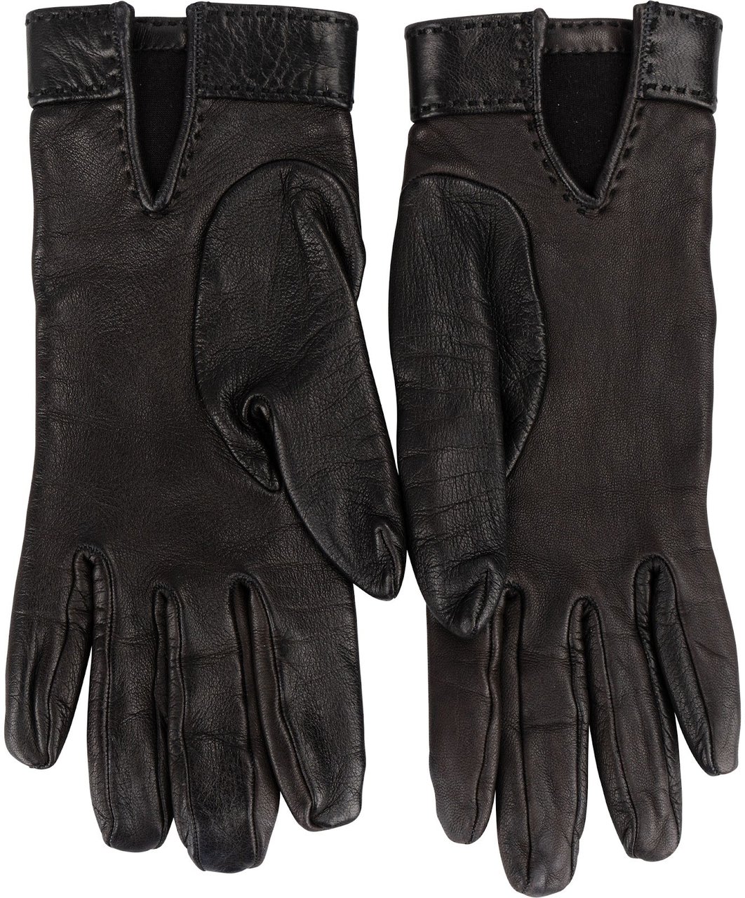 Hermès Black Leather Kelly Women Gloves Bruin