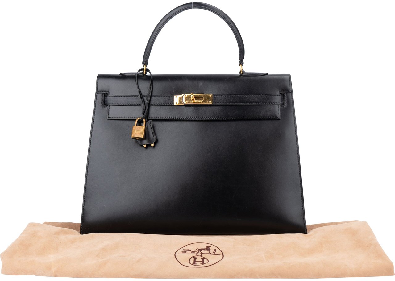 Hermès Hermès Noir Boxcalf Kelly 35 Handbag Zwart