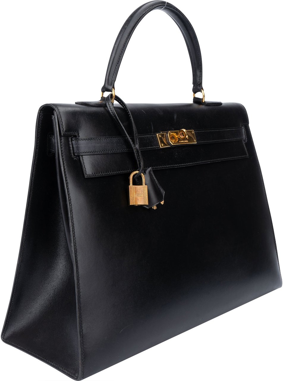 Hermès Hermès Noir Boxcalf Kelly 35 Handbag Zwart