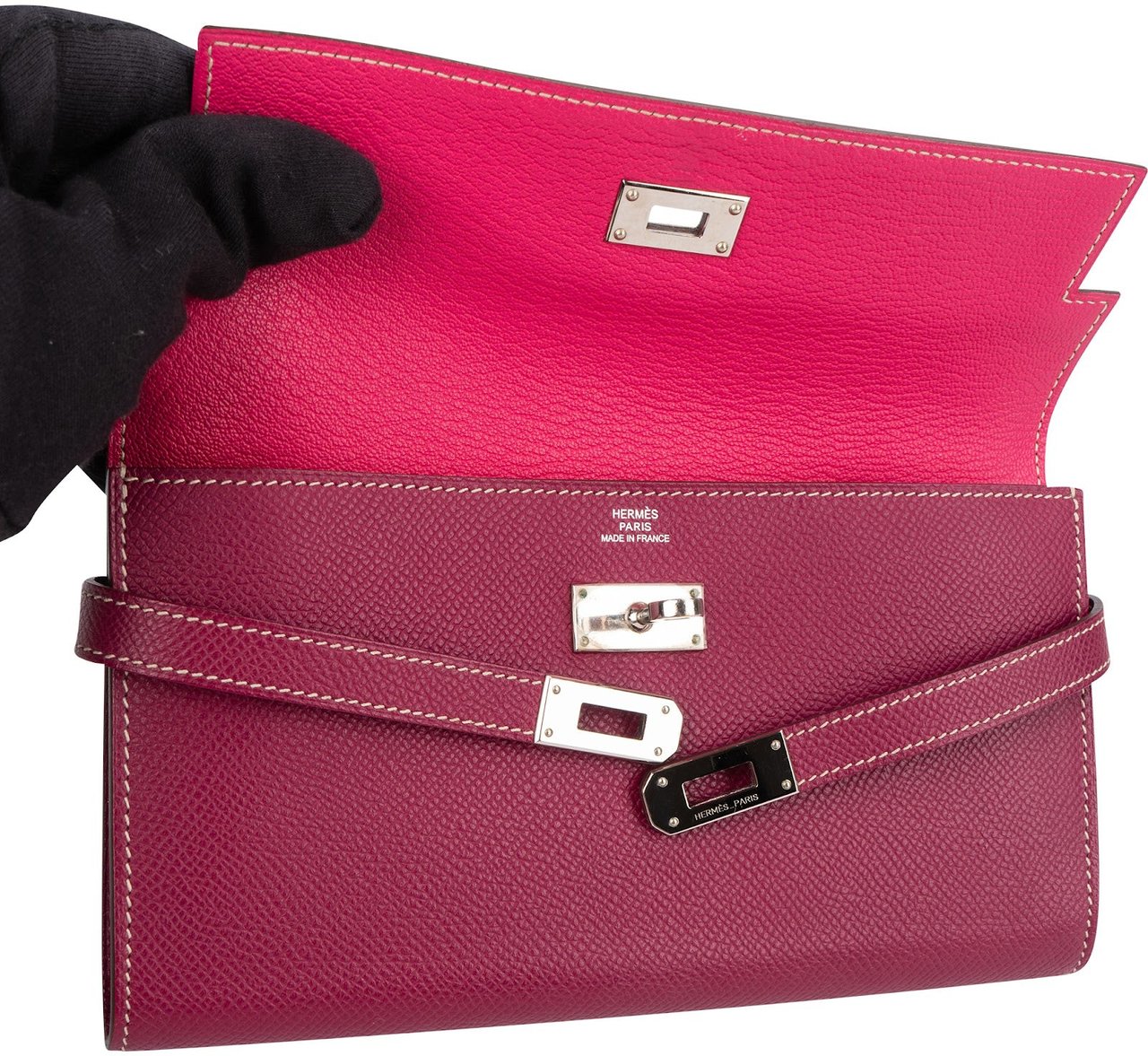 Hermès Epsom Leather Kelly Wallet Roze