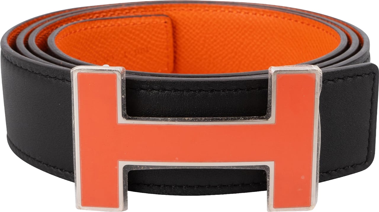 Hermès Hermès Reversible Leather H Belt (100) Zwart