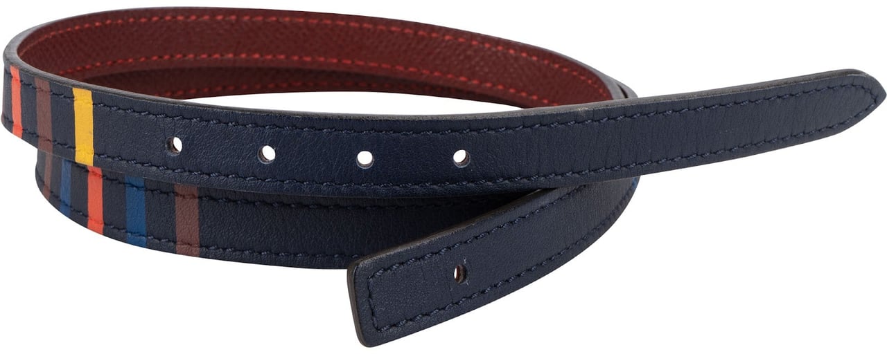 Hermès Reversible Multicolor Leather Cuir Seul de Ceinture Artist Stripe Skinny Belt (70) Divers