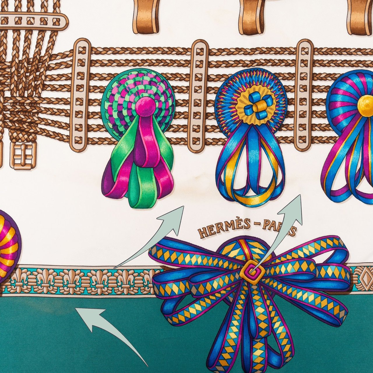 Hermès Hermès Les Rubans du Cheval Silk Carre 90 Scarf Tuch Groen