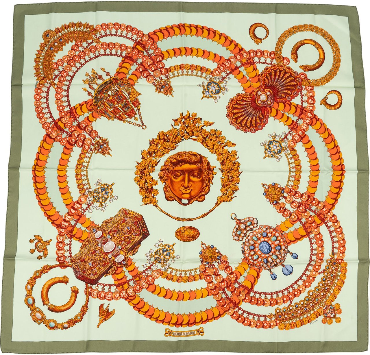 Hermès Hermès Parures des Sables Silk Carre 90 Scarf Tuch Groen