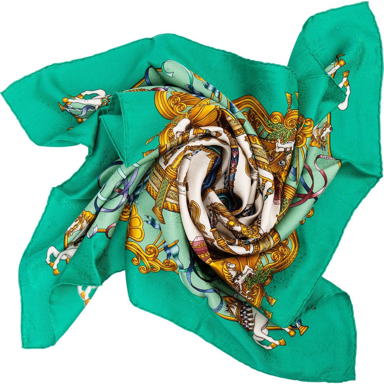 Hermès Hermès Carrousel Silk Carre 90 Scarf Tuch Groen