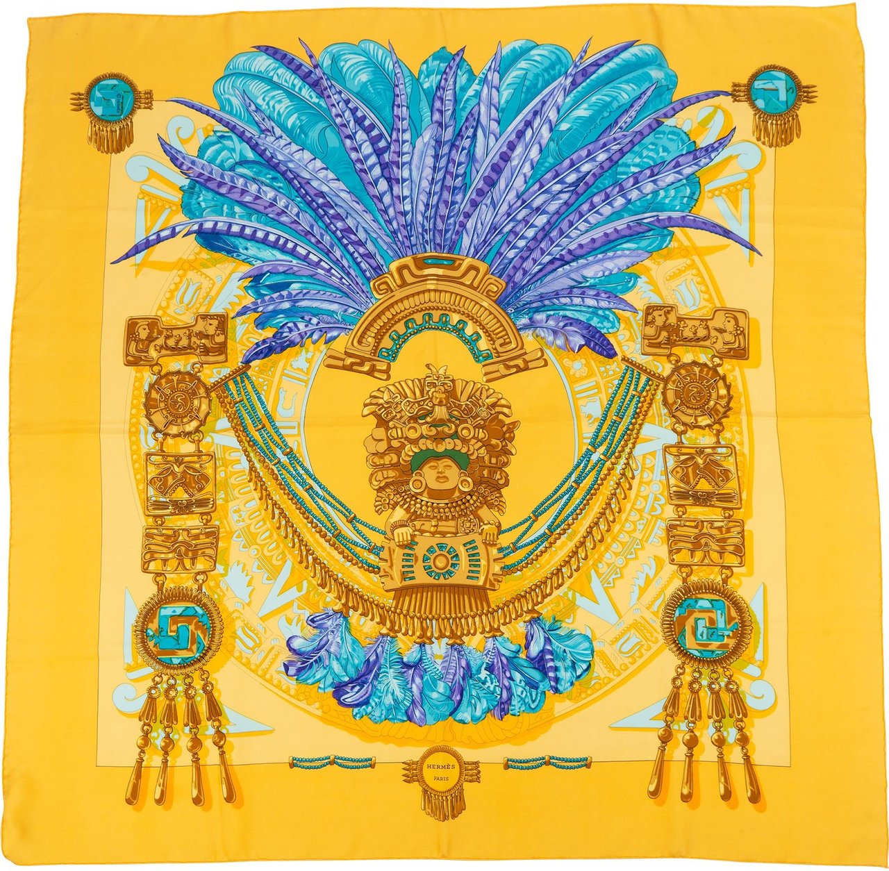 Hermès Hermès Parures des Sables Silk Carre 90 Scarf Tuch Geel