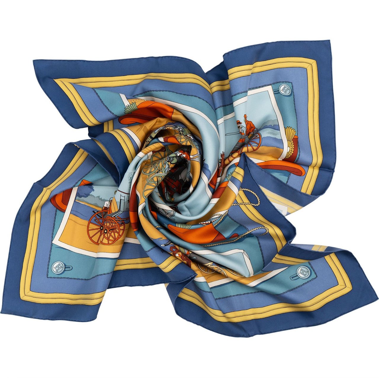 Hermès Auteuil en Mai Silk Carre 90 Scarf Tuch Blauw