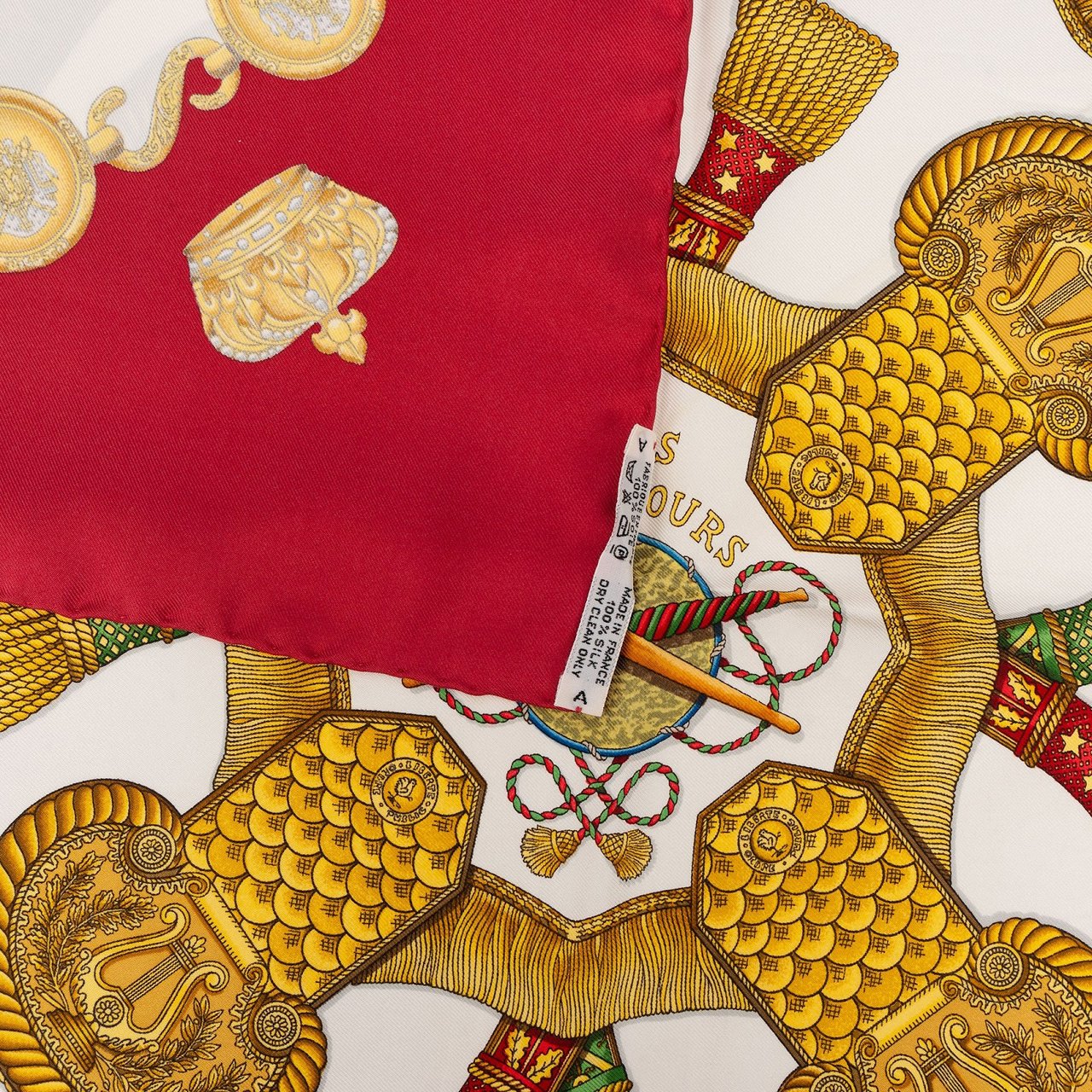 Hermès Hermès Les Tambours Silk Carre 90 Scarf Tuch Rood