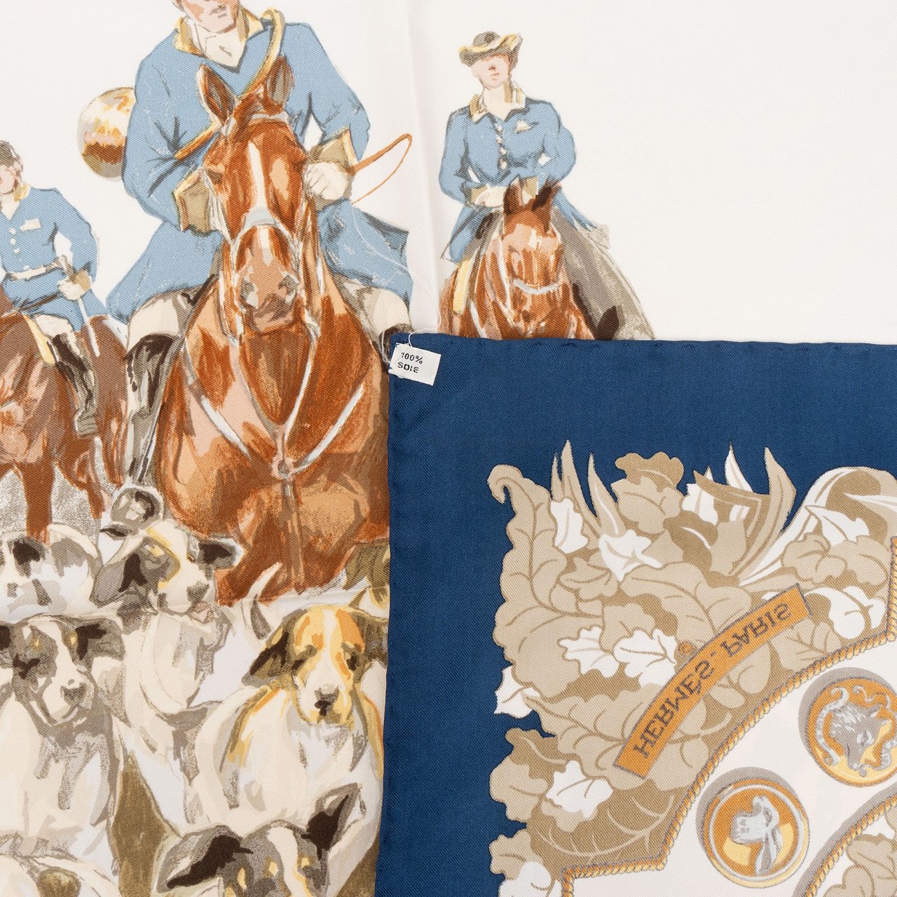 Hermès Hermès Le Débuché Silk Carre 90 Scarf Tuch Blauw