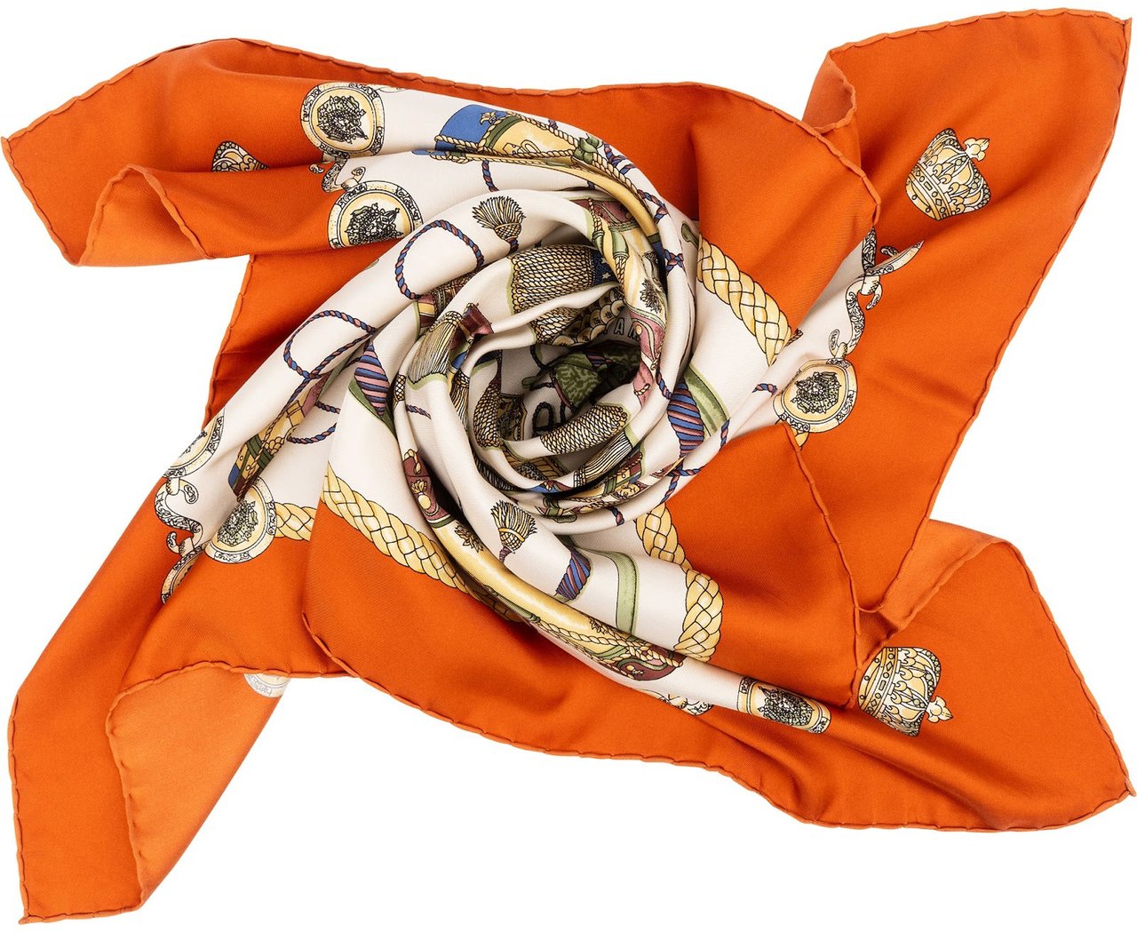 Hermès Hermès Les Tambours Silk Carre 90 Scarf Tuch Oranje