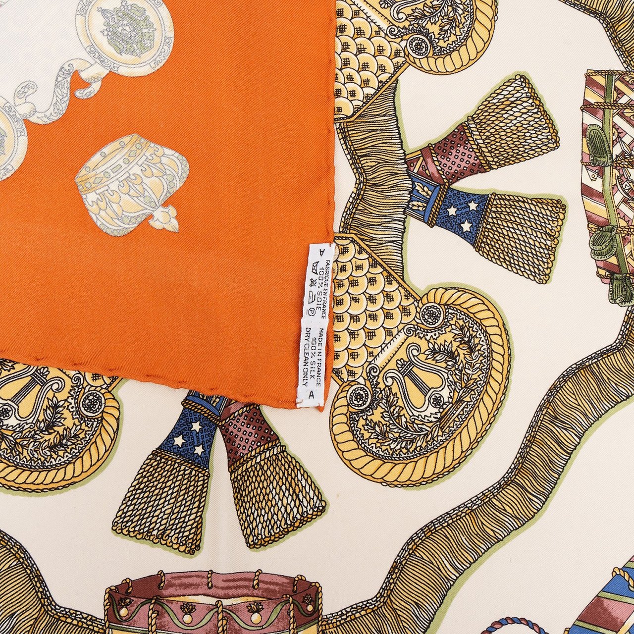 Hermès Hermès Les Tambours Silk Carre 90 Scarf Tuch Oranje