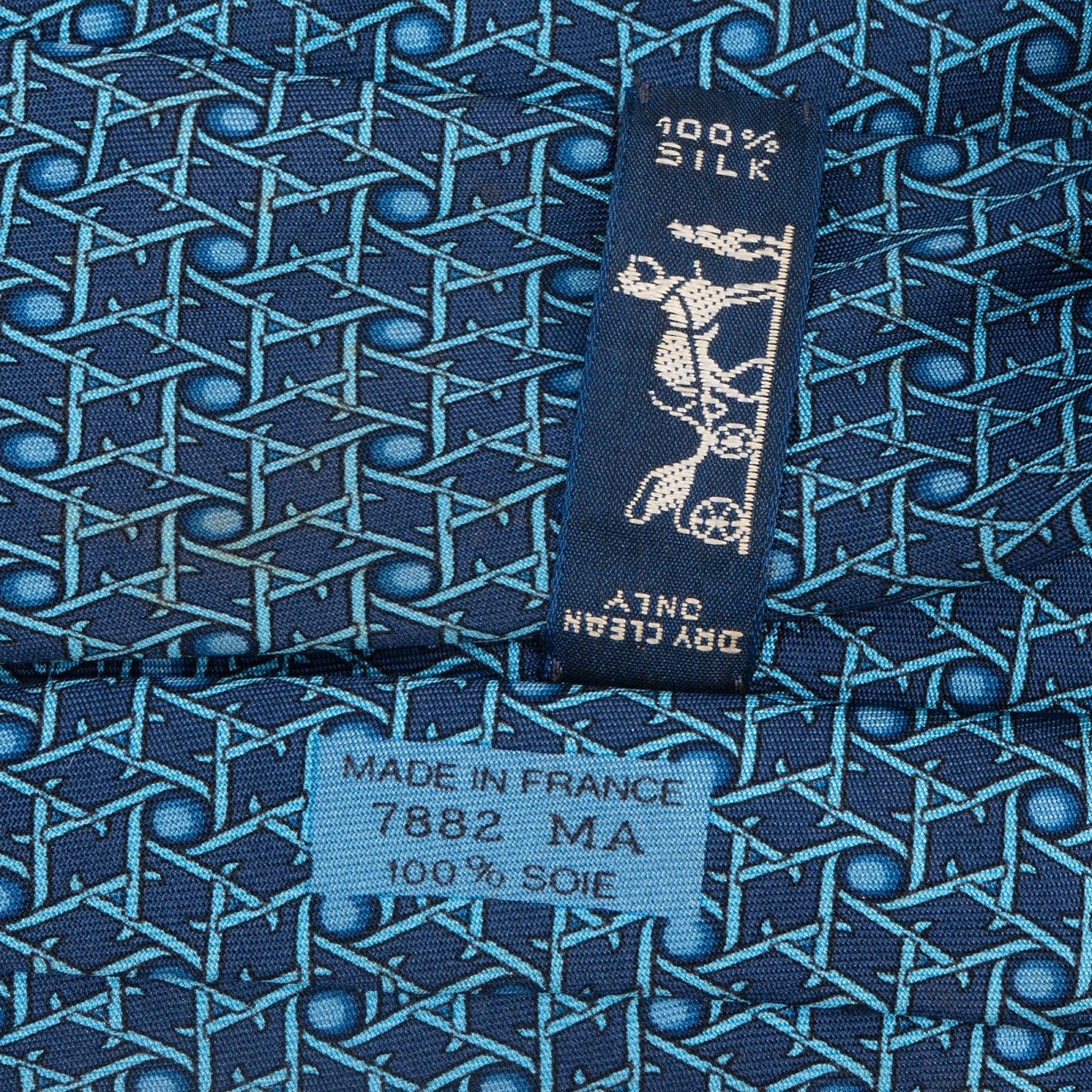 Hermès Geometric Pattern Silk Tie Krawatte Blauw